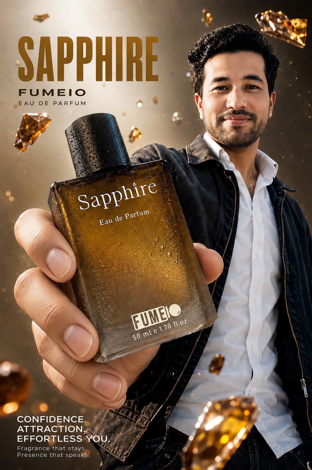 Sapphire eau de parfum bottle — Fumeio unisex fragrance